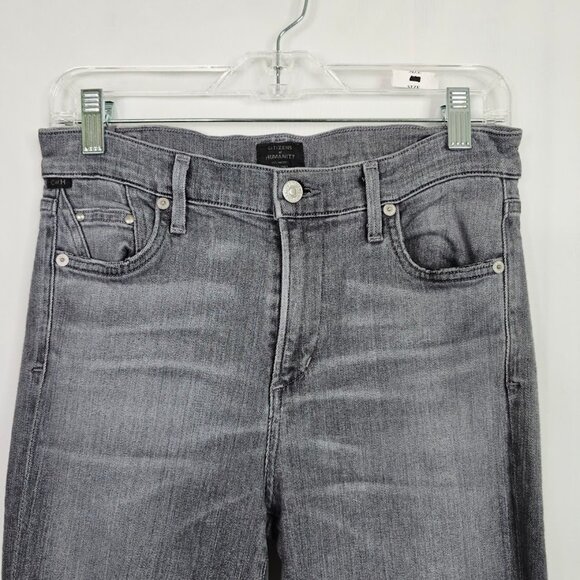 CITIZENS OF HUMANITY Rocket Crop Mid Rise Skinny Jeans GRAY BLACK size 28 Chic - Picture 3 of 10